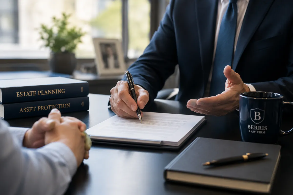 A Berris Law Firm attorney reviewing an estate planning and asset protection plan.